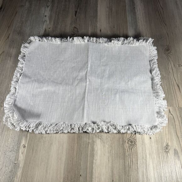 Ralph Lauren Home Light Gray Fringe Placemats Set Of 4 - Picture 2 of 8